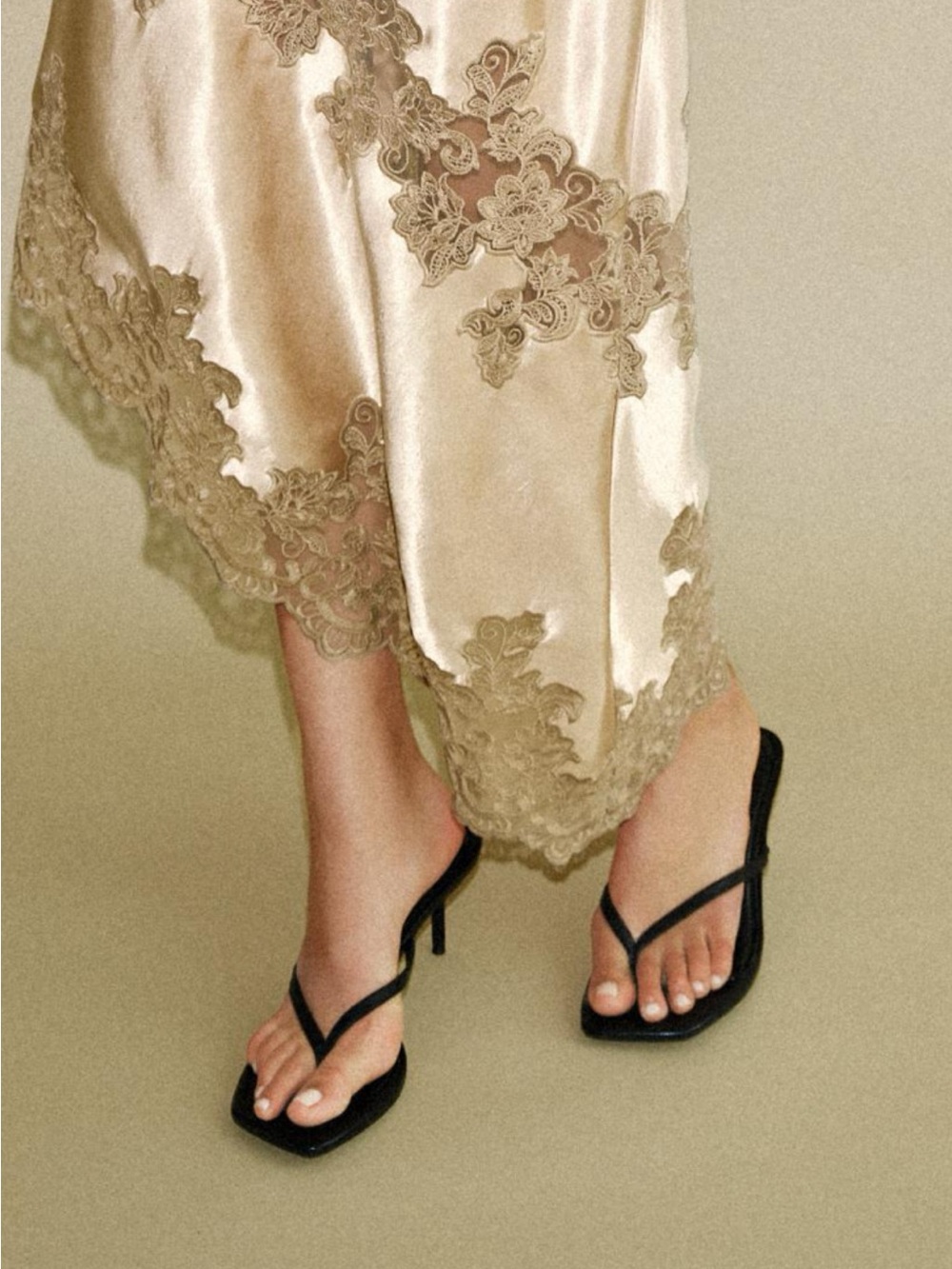 Zara Square Toe Flip Flop Heels